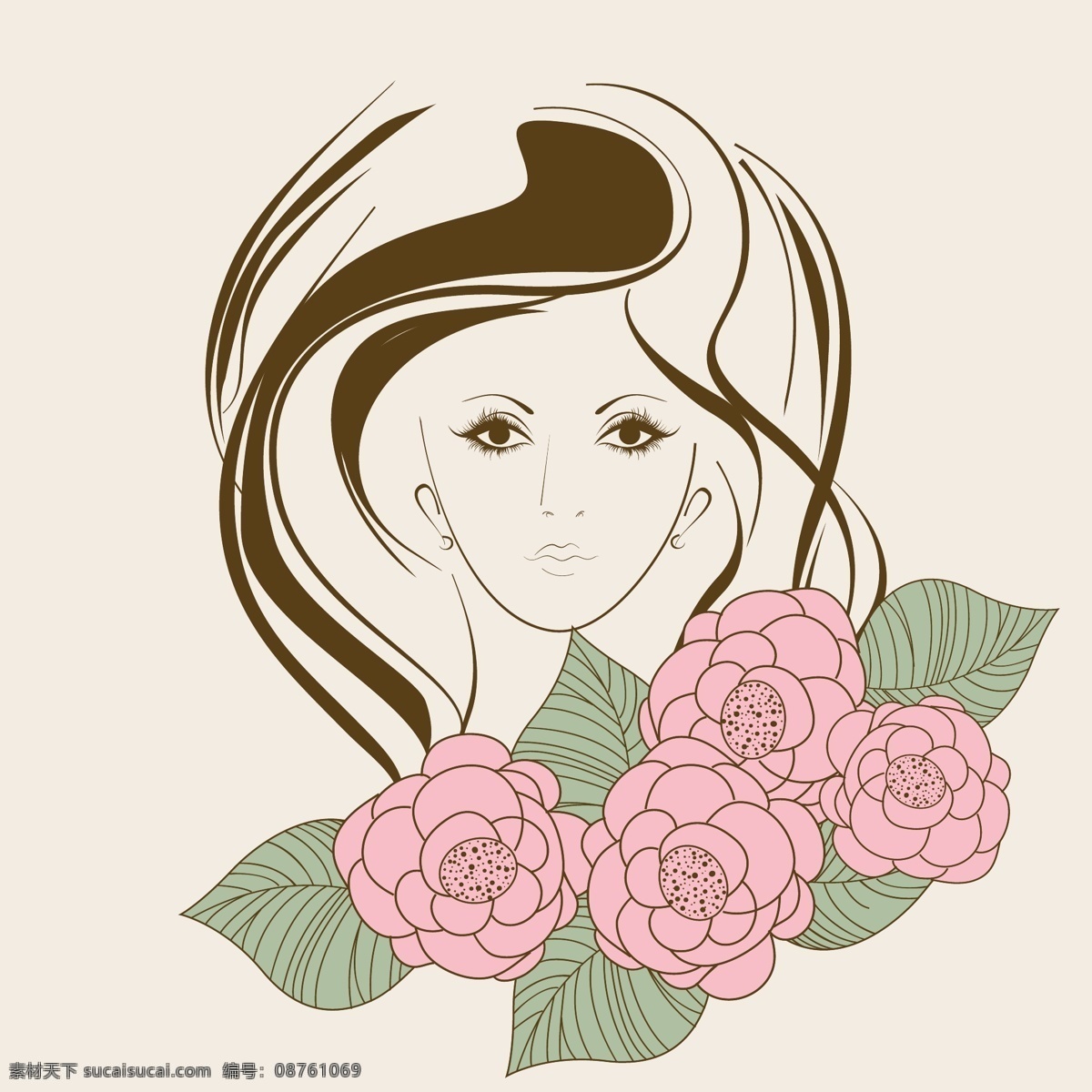 三八妇女节 贺卡 海报 花 装饰 背景 女孩 插画 矢量图 日常生活
