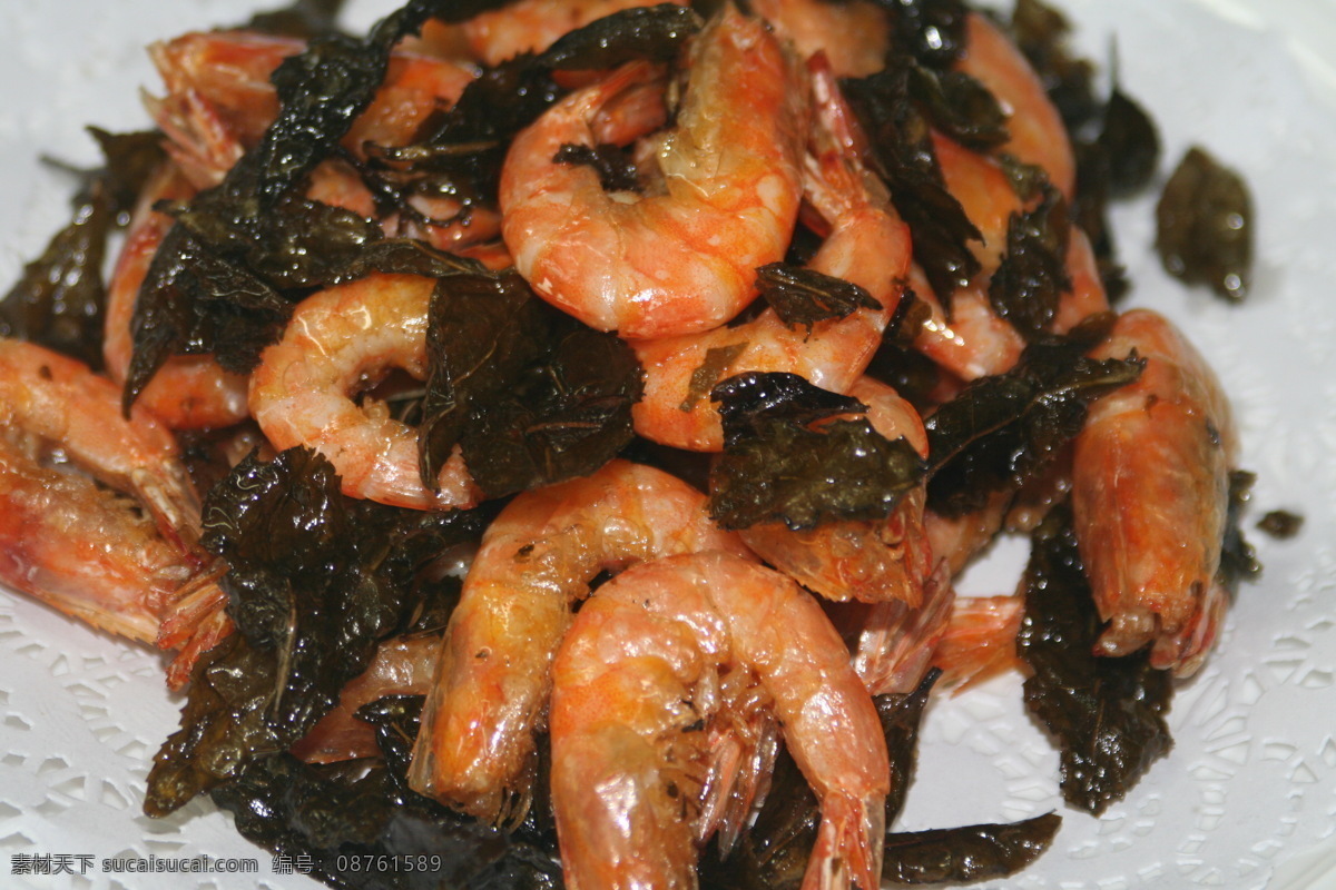 秘制茶叶虾 餐饮美食 传统美食 菜式 摄影图库