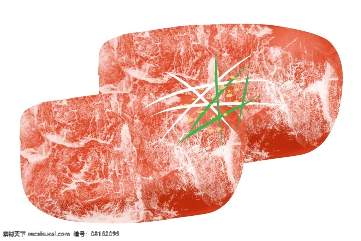 新鲜 食 材 肉类 插画 红色的肉类 卡通插画 肉类插画 食材插画 蔬菜插画 食物插画 绿色的葱丝