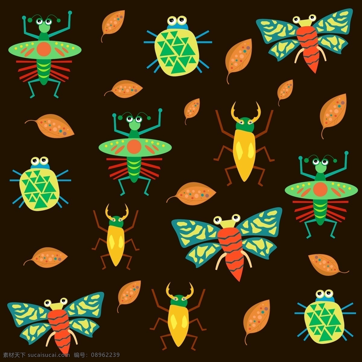 手绘卡通昆虫 昆虫 扁平昆虫 昆虫素材 手绘昆虫 矢量素材 卡通昆虫