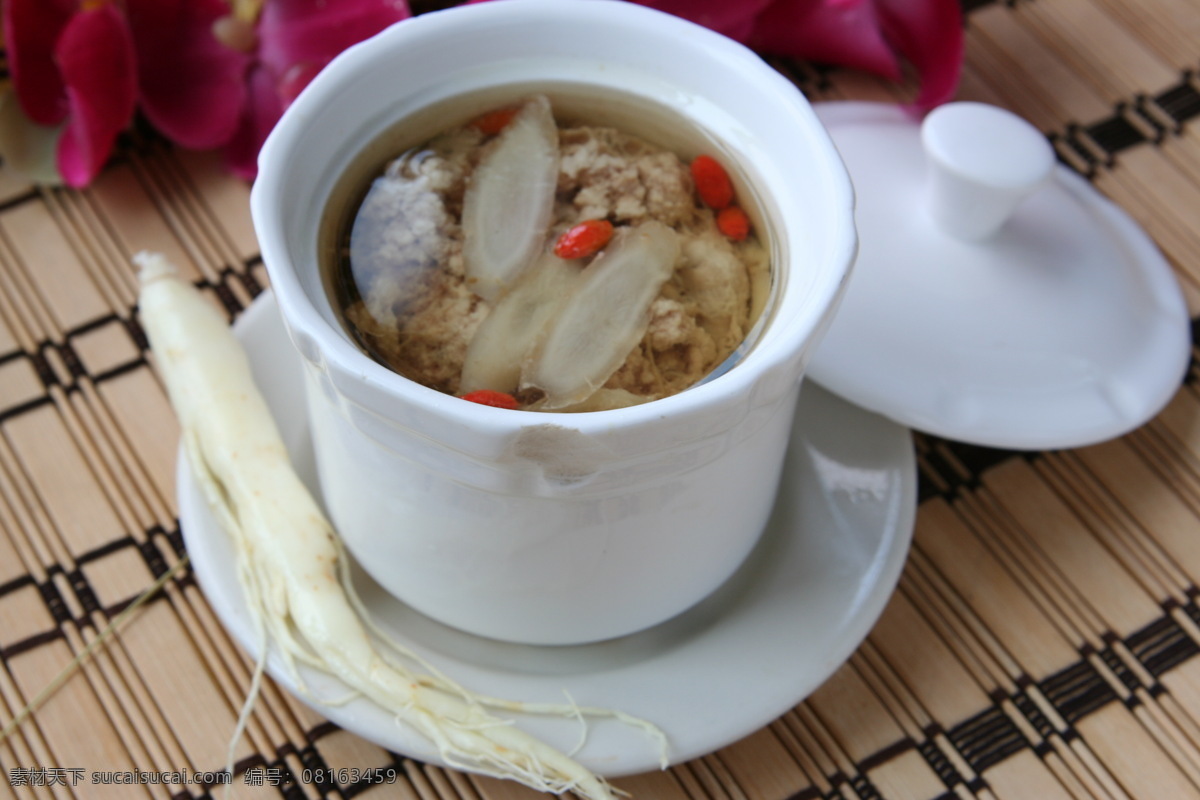鲜人参炖蜂蜜 炖汤 传统美食 餐饮美食
