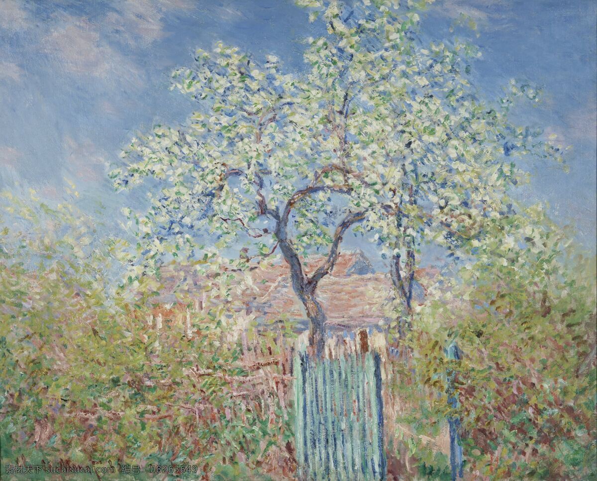 monet 风景 油画 装饰画 claude 莫 奈 oscar 法国 画家 克劳德 fleurs en poirier