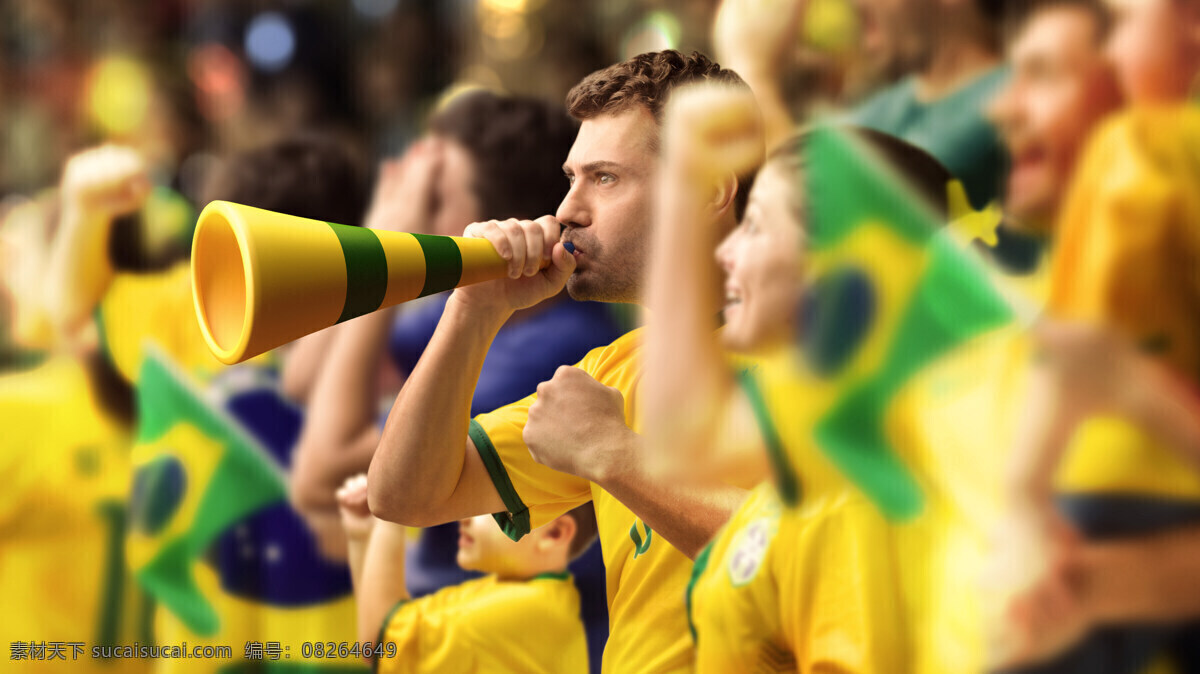 吹喇叭 球迷 帅哥美女 足球 巴西 巴西球迷 狂欢球迷 体育运动 生活百科