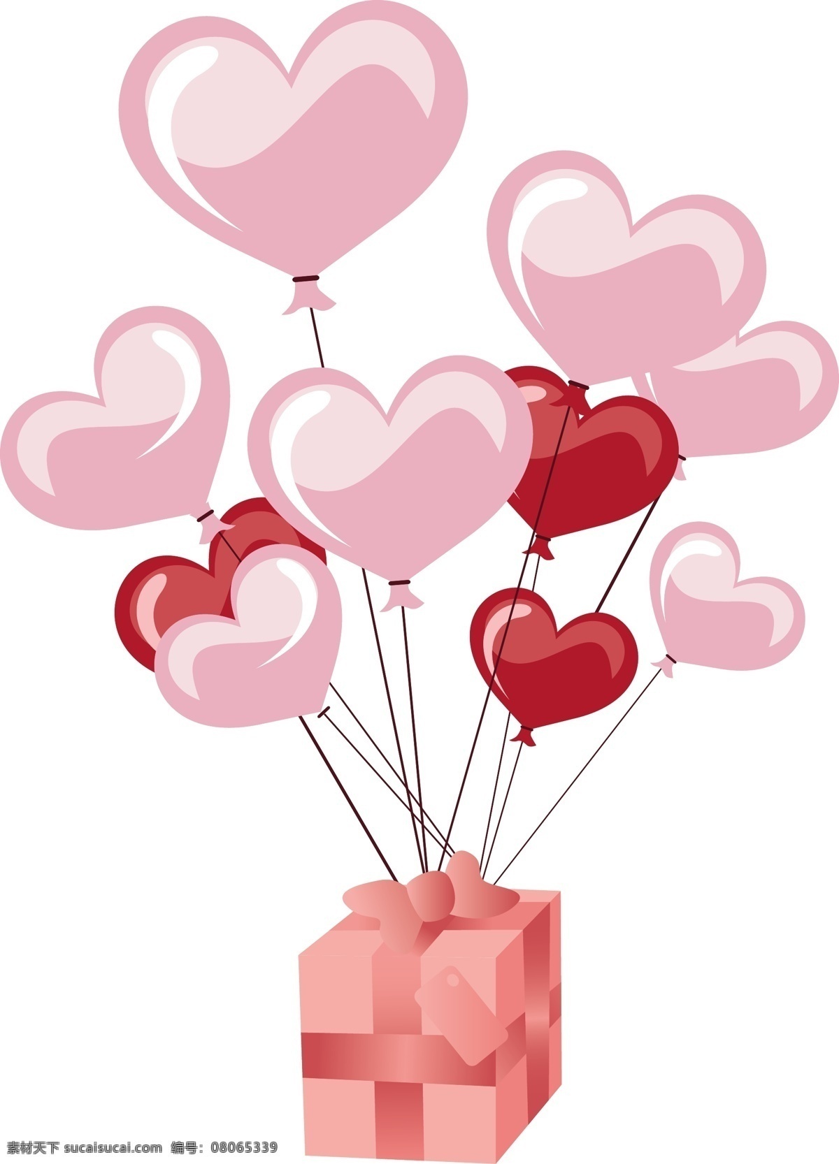 心形 气球 粉色 红色 节日素材 礼物 情人节 心形气球 矢量 模板下载 情人节七夕