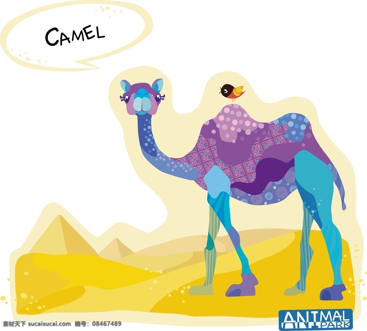 卡通骆驼 沙漠 小鸟 骆驼 卡通画 卡通动物 卡通形象 矢量人物 矢量素材 白色
