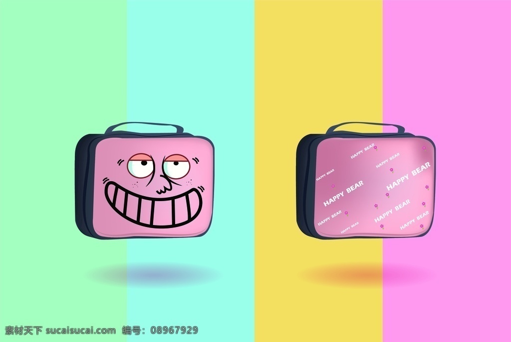 可爱收纳袋 收纳袋 收纳包 袋子 可爱 单品 包包 手提包 表情包 设计感 时尚 vi设计 产品