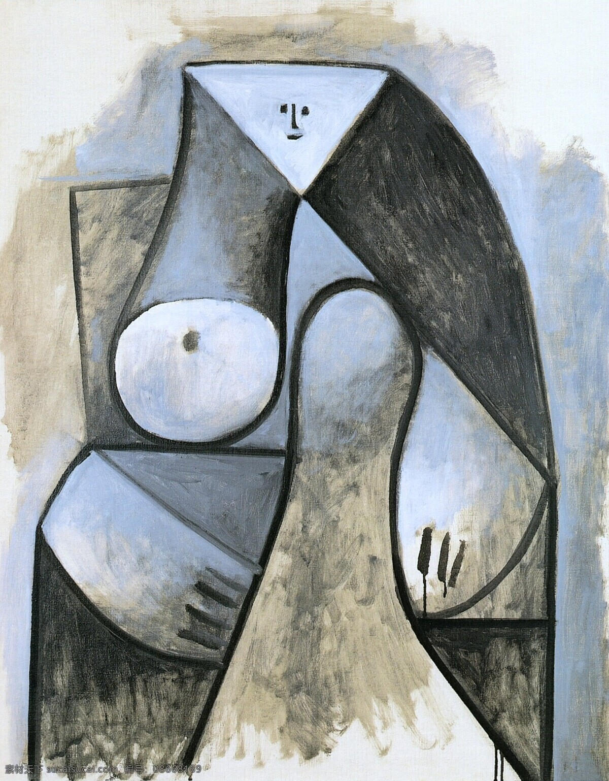 assise 西班牙 画家 巴勃罗 毕加索 抽象 油画 人物 人体 装饰画 femme 1947 装饰素材
