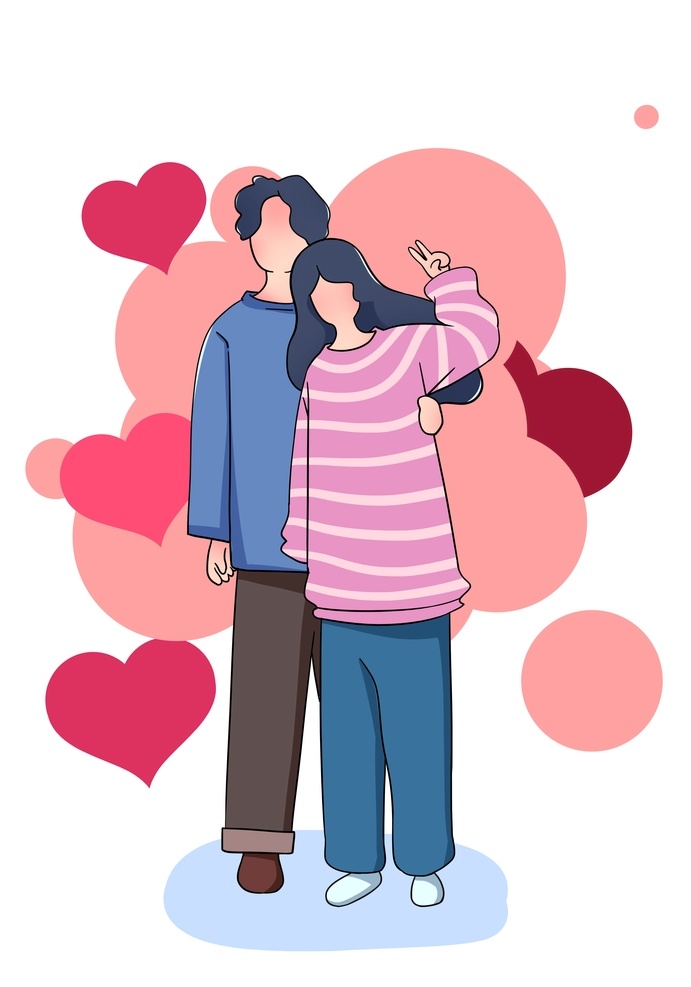 520情人节 情侣 表白 插画 0情人节 爱情 爱心 感情 情感 分层 人物