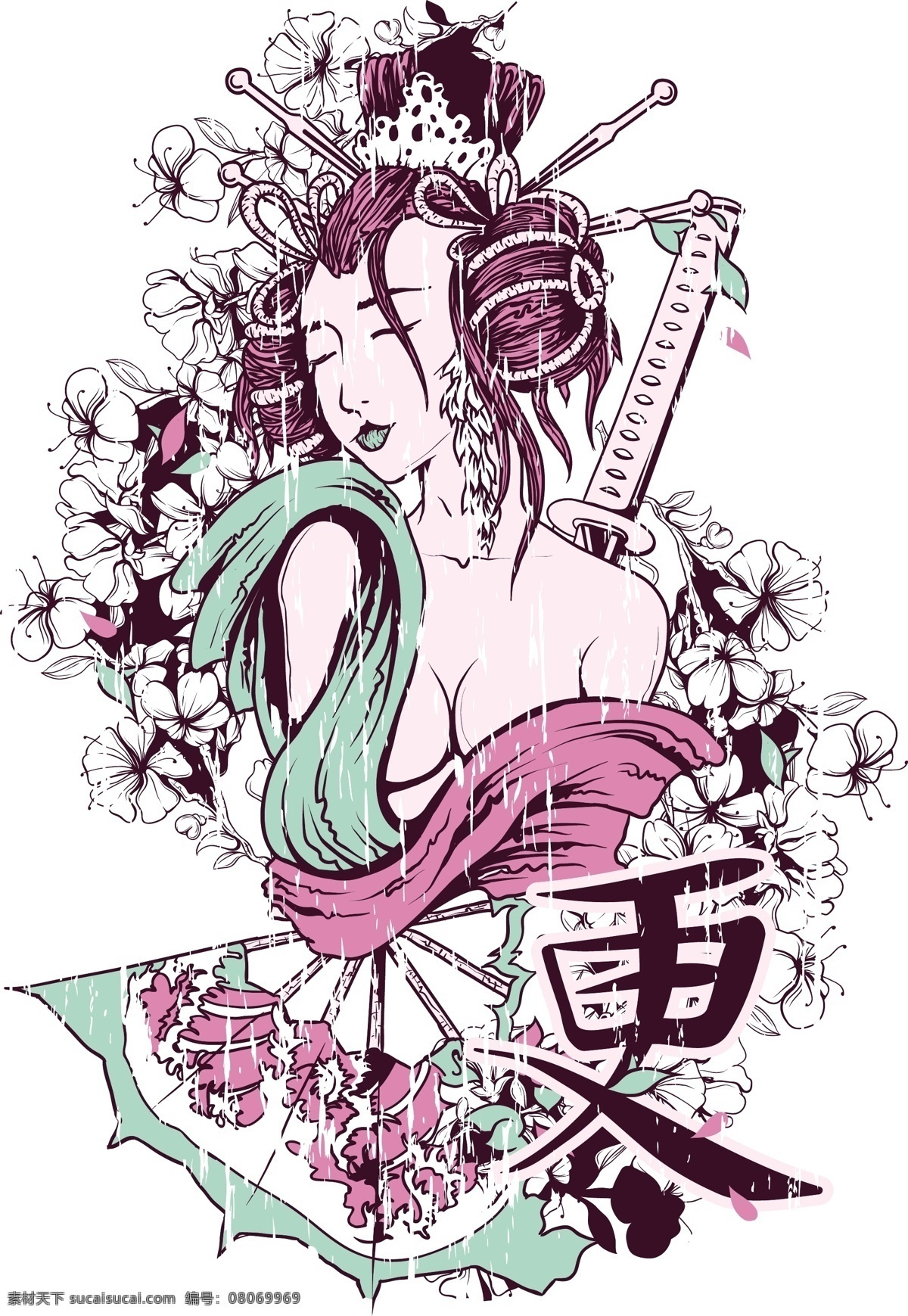 女 刺客 刀剑 女刺客 美女刺客 矢量图