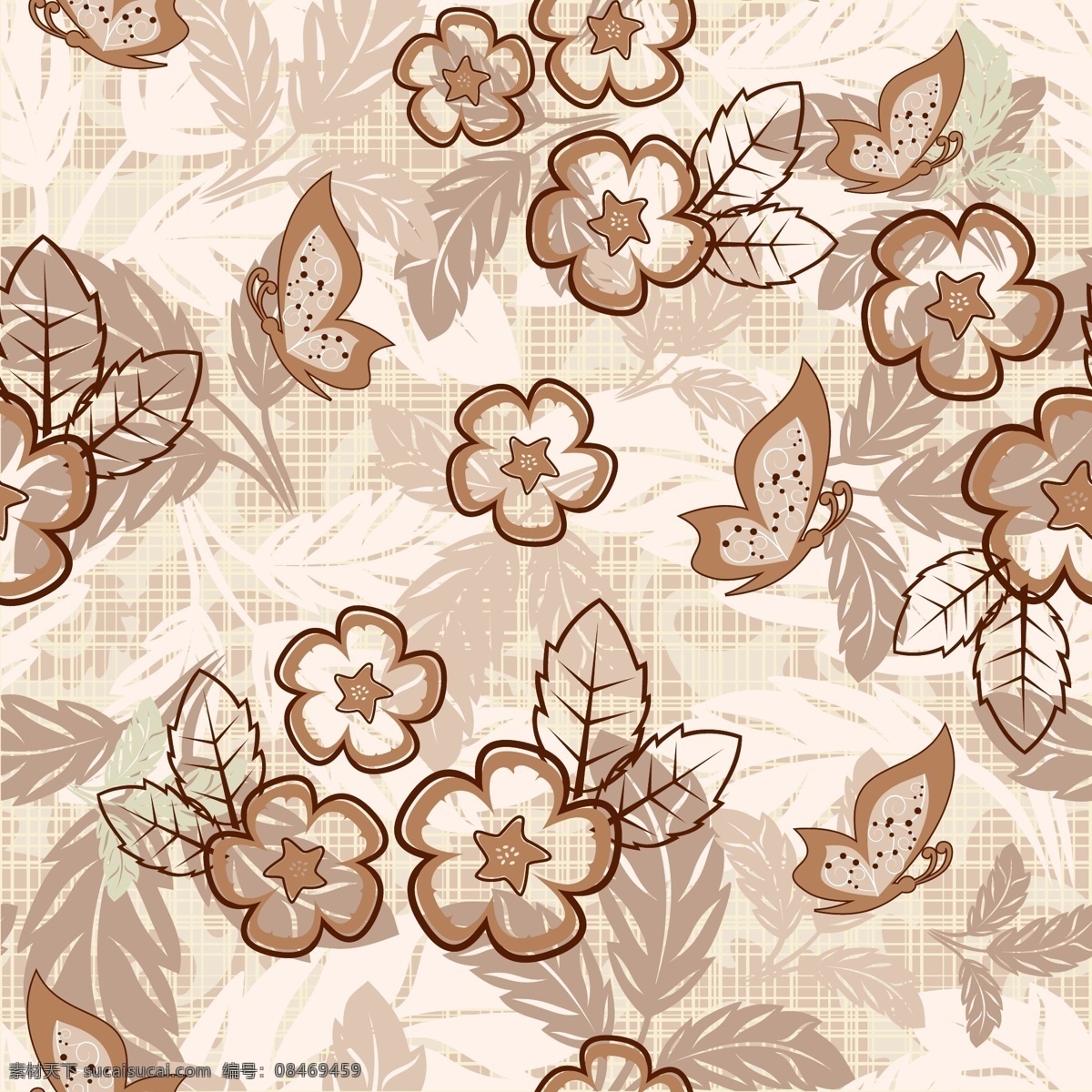怀旧 花叶 背景 矢量 复古花纹 花朵 花卉背景 矢量图 其他矢量图