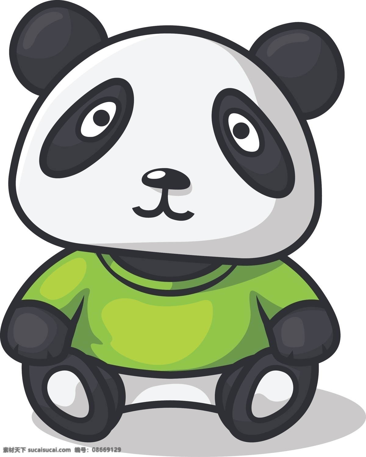 卡通 穿绿短袖的 熊猫矢量 动物 熊猫 中国国宝 短袖 矢量图 ai格式 生物世界 野生动物