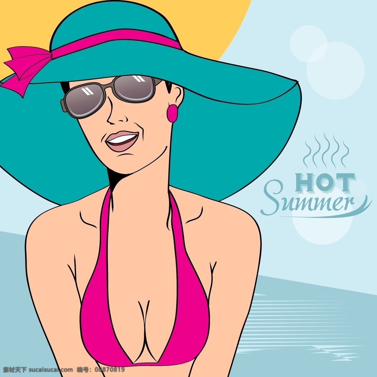 海滩 上 热门 艺术 女孩 旅游 夏季 时尚 海洋 阳光 天空 头发 复古 美丽 脸 可爱 度假 热带 流行艺术 人 帽子 乐趣 棕榈 假期