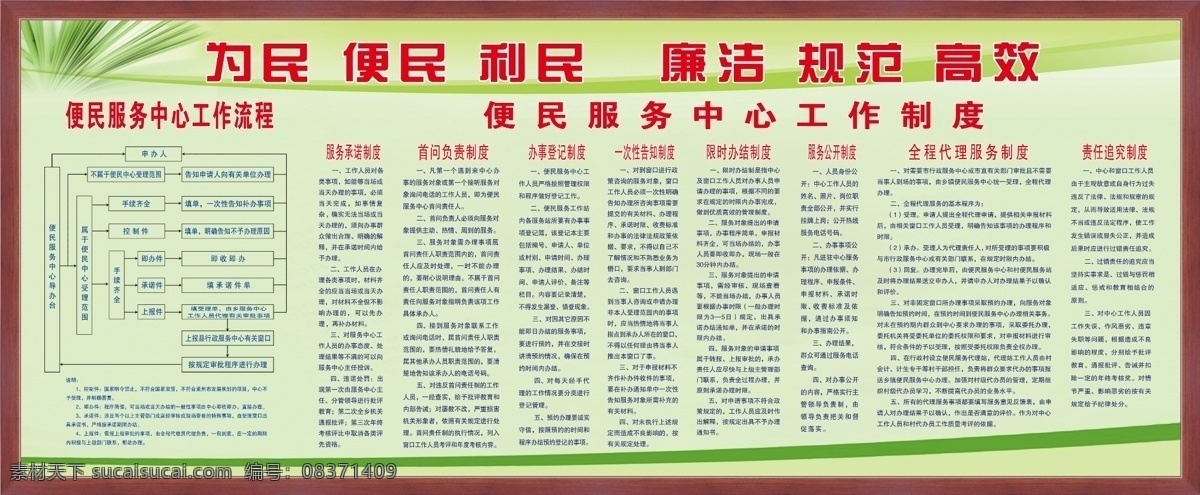 便民 服务中心 工作制度 为民 利民 廉洁 规范 高效 服务承诺 首 问 负责 制度 办事 登记 一次性 告知 展板模板 广告设计模板 源文件
