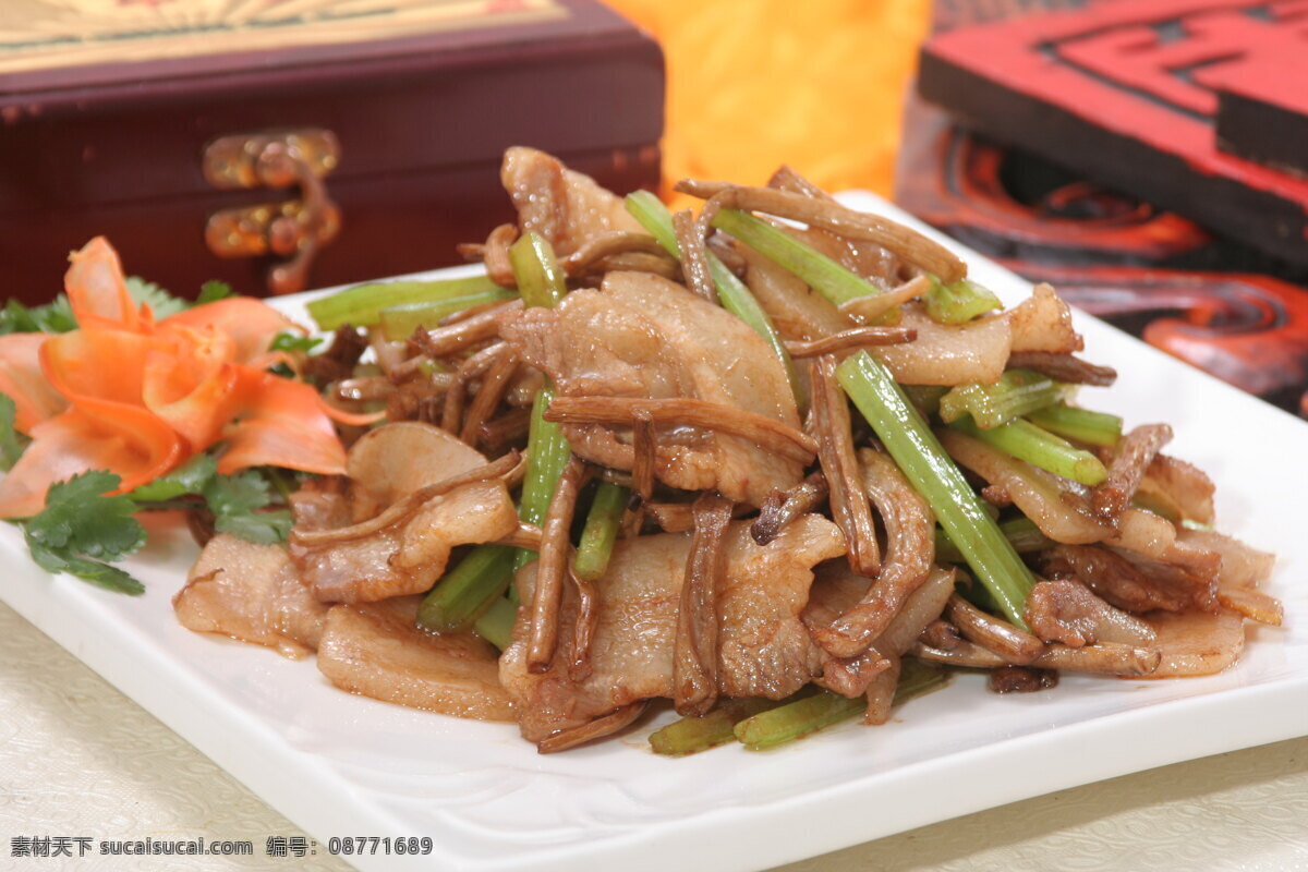 茶树菇炒咸肉 茶树菇 炒咸肉 特色 招牌菜 炒菜 餐饮美食