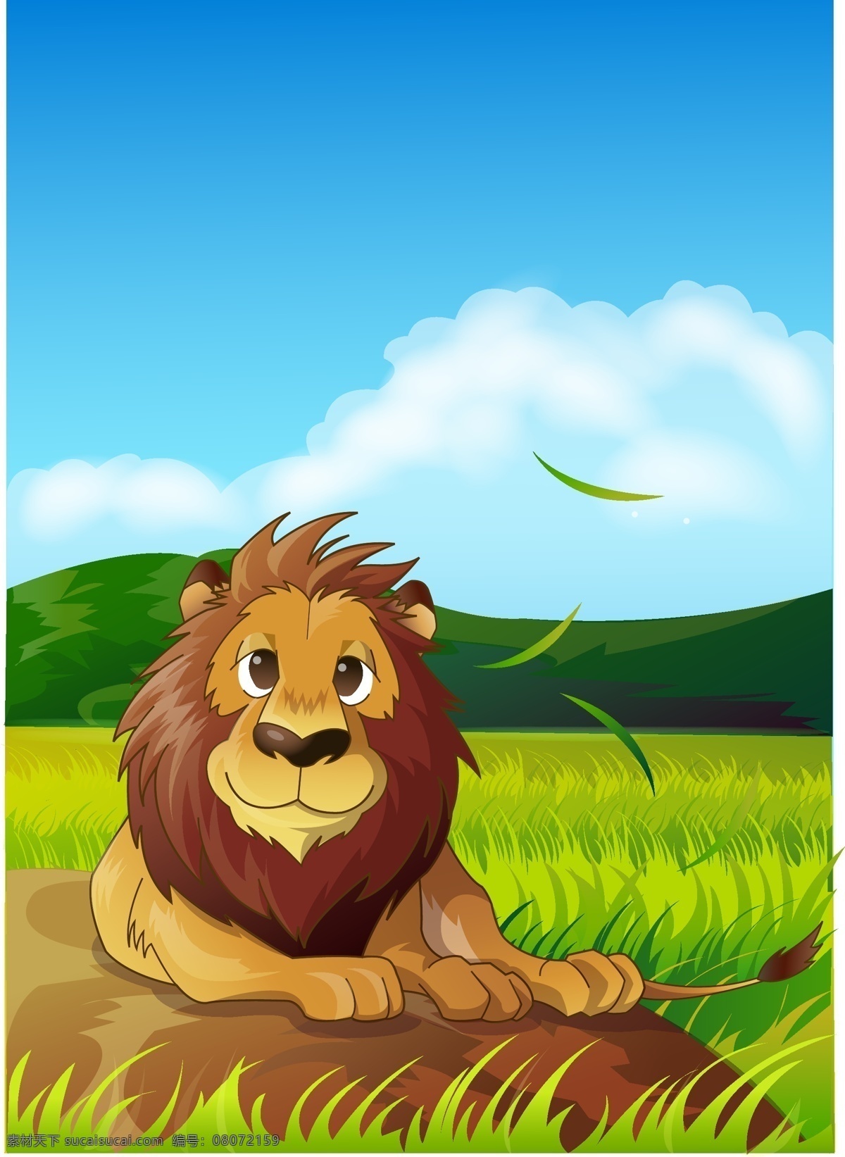 可爱 动物 绿色 公 狮子 动物矢量素材 动物模板下载 森林 森林背景 野兽 自然 自然背景 野生动物 生物世界 矢量 其他设计 卡通设计