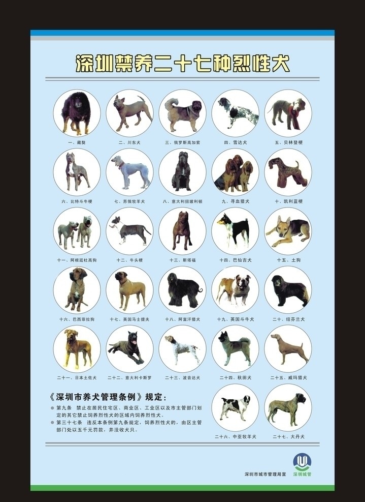禁 养 种 烈性 犬 禁养 深圳 烈性犬 恶犬 猎犬 恶性犬 城管 城市管理局 藏獒 比特斗牛梗 阿根廷杜高狗 巴西非拉狗 日本土佐犬 中亚牧羊犬 川东犬 苏俄牧羊犬 德国牧羊犬 牛头梗 英国马士提夫 意大利卡斯罗 大丹犬 俄罗斯高加索 意大利 扭 玻 利顿 斯塔福 阿富汗猎犬 波音达犬 威玛猎犬 雪达犬 寻血猎犬 巴仙吉犬 英国斗牛犬 秋田犬 纽芬兰犬 贝林登梗 凯丽蓝梗 土狗 矢量