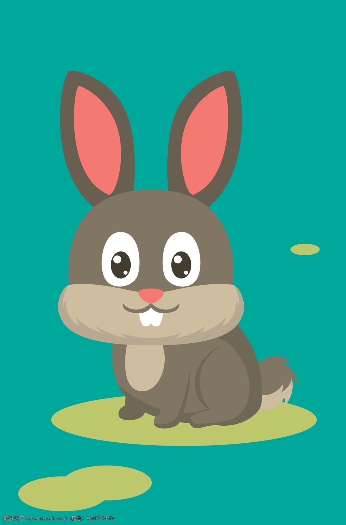 傻 灰 兔 卡通 动物 兔子 灰兔 兔牙 插画 呆萌 大眼兔