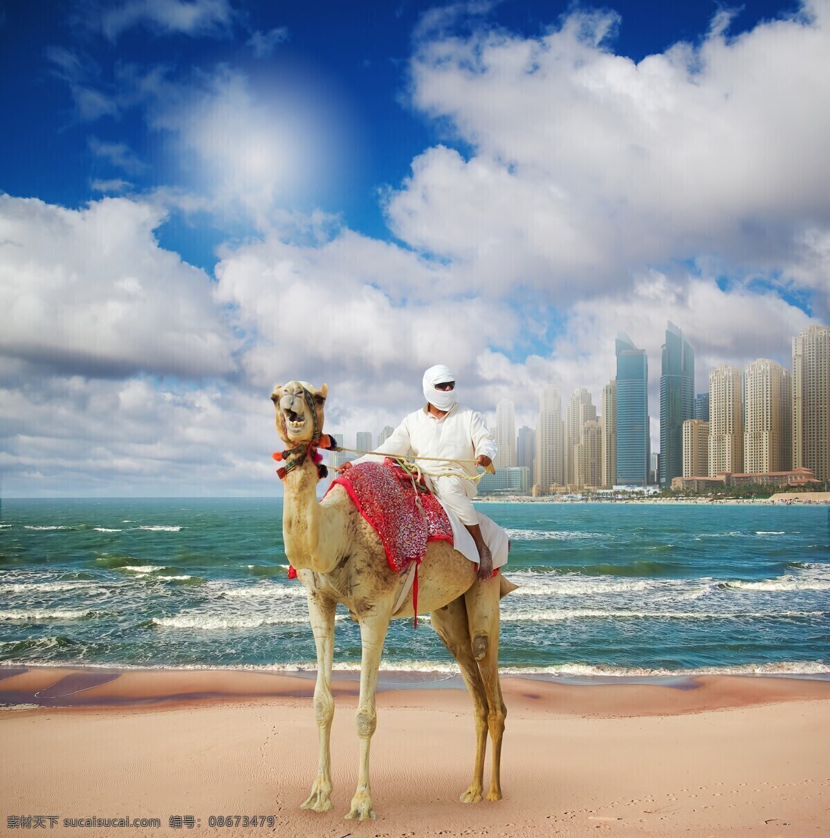 骑骆驼的男人 大海 房子 天空 骆驼 沙滩 男人 人物 人物摄影 国外人物 生活人物 其他类别 生活百科 灰色