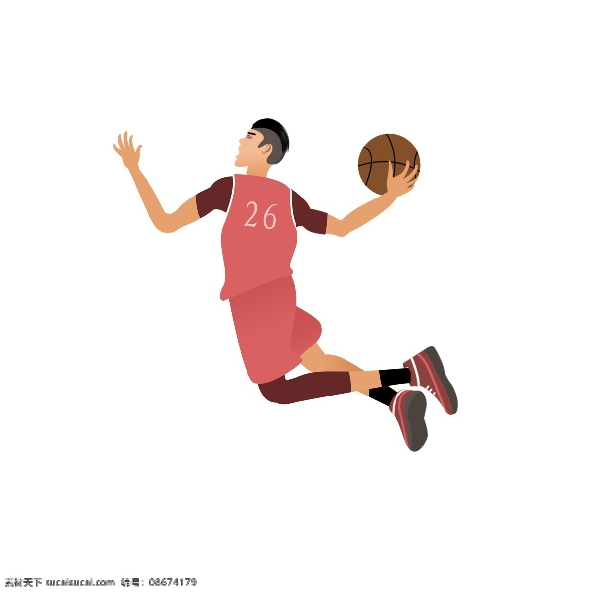 国际 篮球 日 起跳 扣篮 球员 卡通人物 篮球比赛 体育竞技