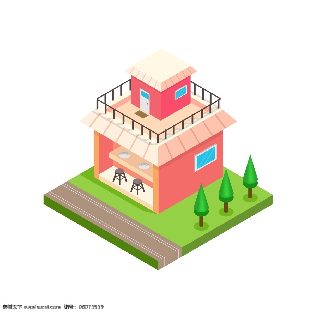 d 城市 建筑 商铺 房子 商用 2.5d 可商用