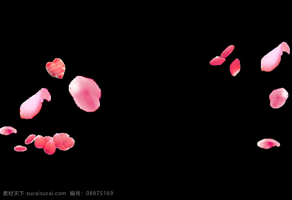 手绘 粉色 花瓣 元素 浪漫 粉色渐变 漂浮 免抠