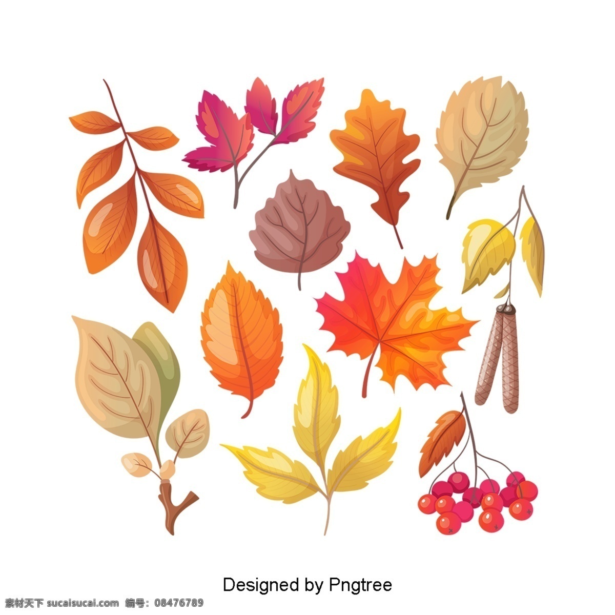 卡通 简单 手绘 秋叶 图案 简约 季节 秋天 树叶 植物 自然 装饰设计