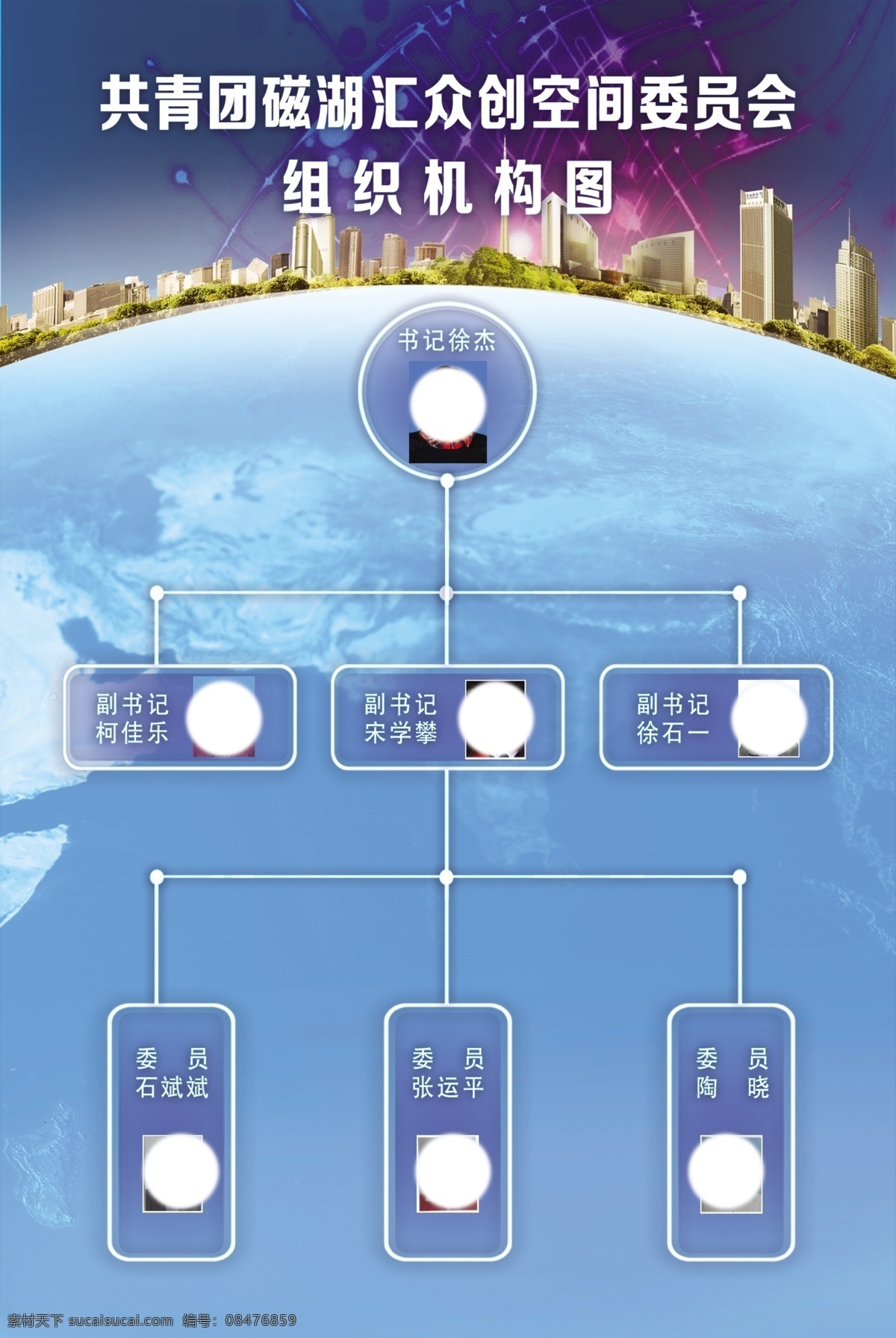 共青团 磁 湖 汇众 创 空间 委员会 组织 磁湖汇 众创空间 组织机构图 蓝色地球 房屋 分层