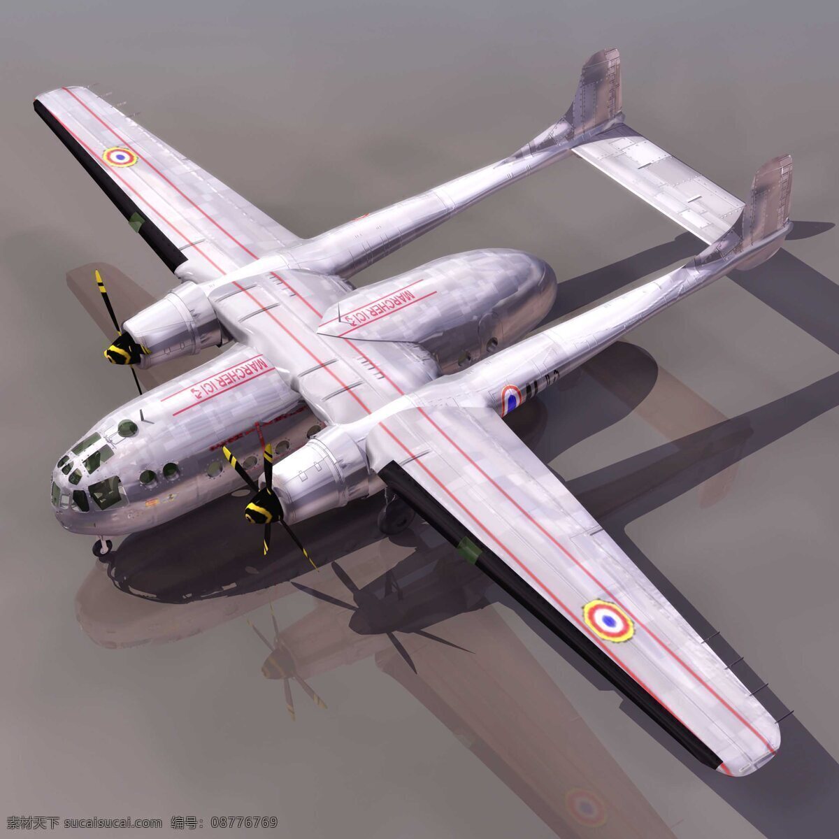 airplane french transport 二战 战机 noratlas 法国免费下载 军事模型 战斗机 空军武器库 3d模型素材 其他3d模型