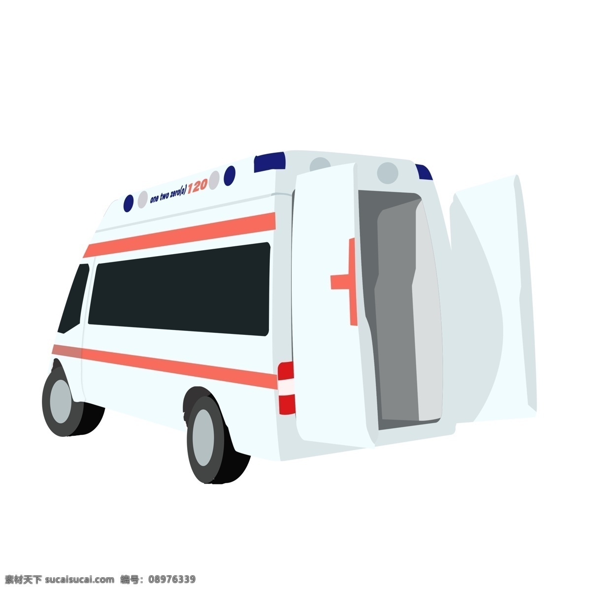手绘 辆 救护车 插画 商用 元素 急救 交通工具 医疗 psd设计