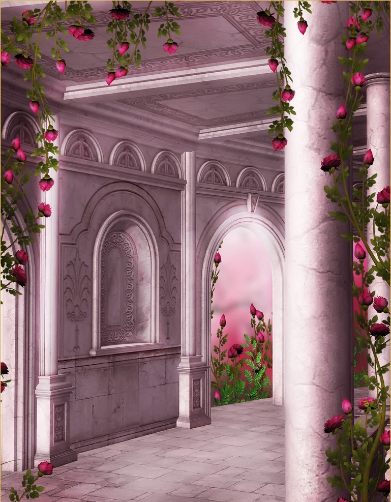 古典风格 古式风格 东方风格 亭子 古亭 杏花 桃花 摄影背景 古建筑 景观设计 环境设计