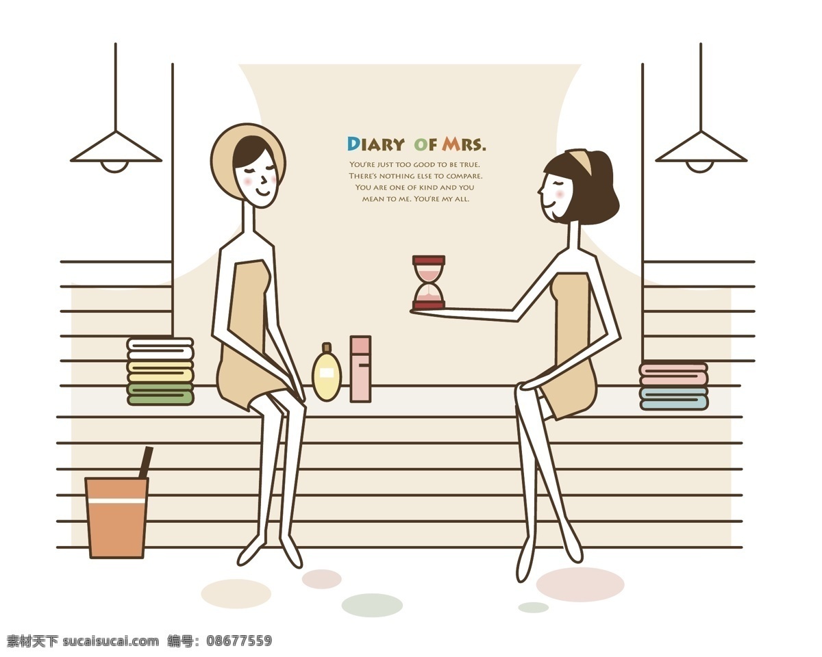 插画 卡通插画 其他矢量 青少年 时尚女孩 矢量素材 休闲 休闲生活 女孩 饮酒 矢量 模板下载 女孩饮酒 温泉室 女孩生活 手绘青年 插画集