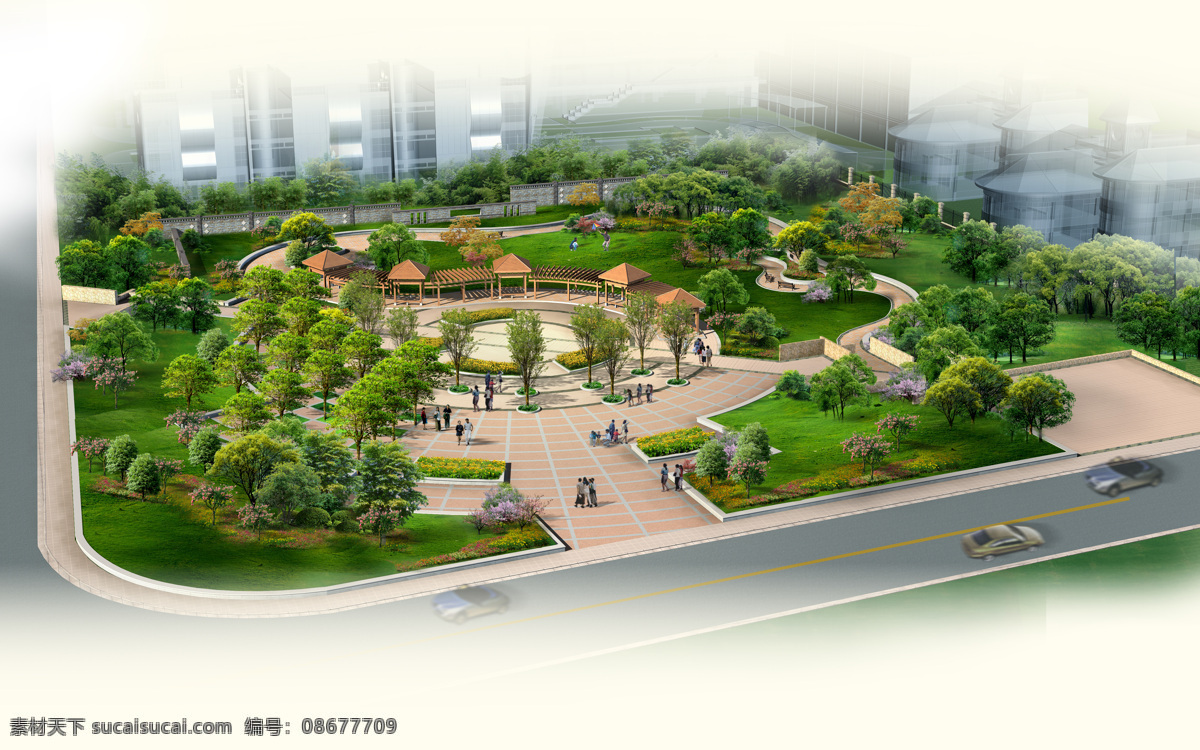 小广 场 景观 鸟瞰图 微型广场 鸟瞰 效果图 广场 景观设计 环境设计