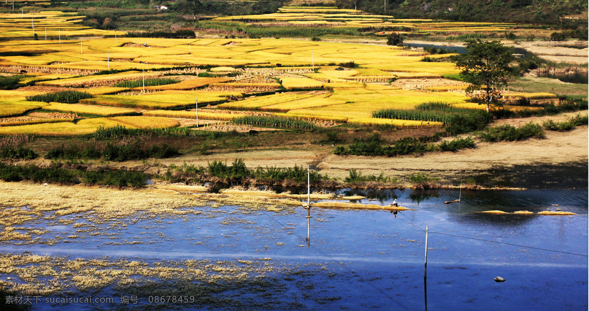 田园风光 摄影图片 河流 河水 田园 庄稼 自然风光 旅游景区 景观 风景图片