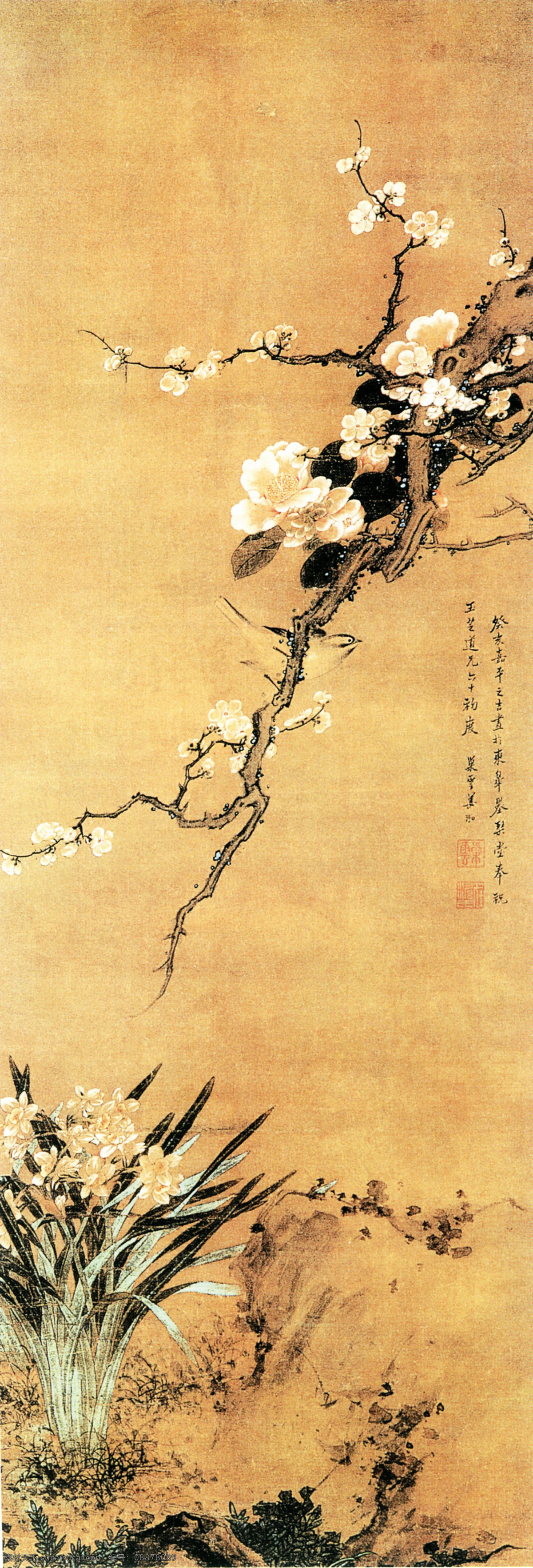 枝 腊梅 水墨 装饰画 水墨画 古典 传统 背景墙 挂画 贴图 壁纸 墙纸