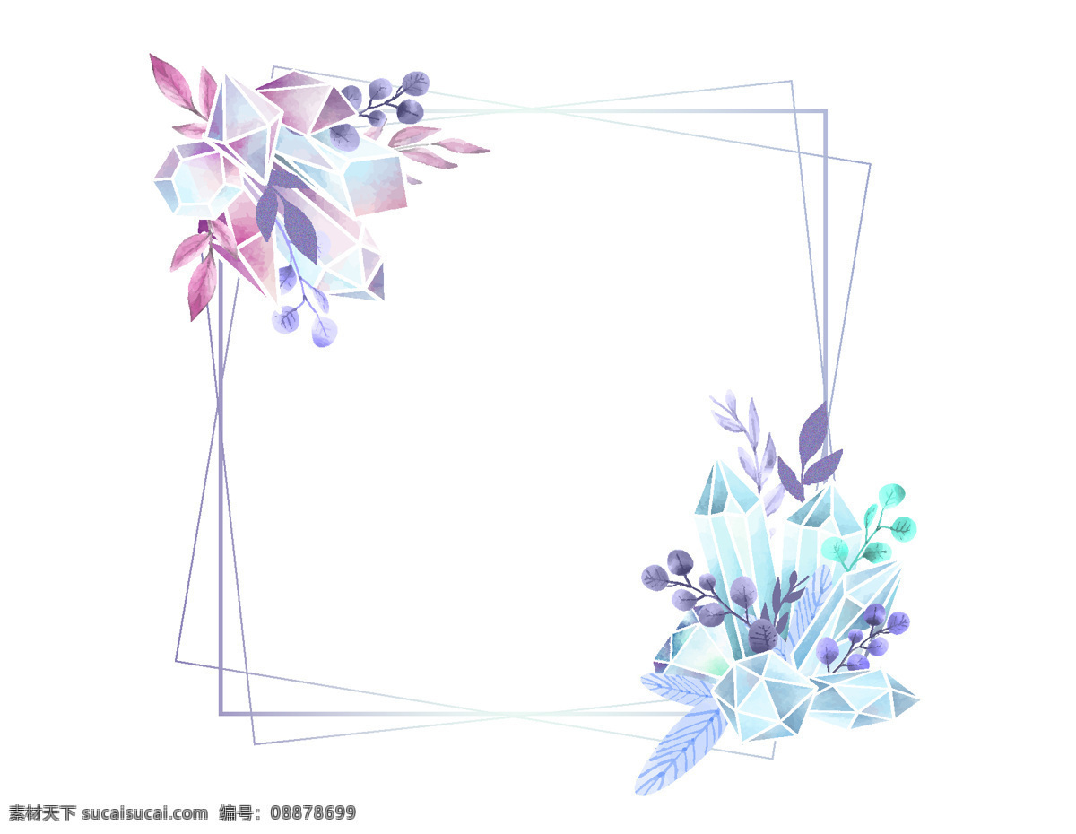 卡通 简约 花朵 线条 边框 元素 小清新 线条边框 几何边框 透明元素 手绘 蓝色渐变花朵 ai元素 免抠元素