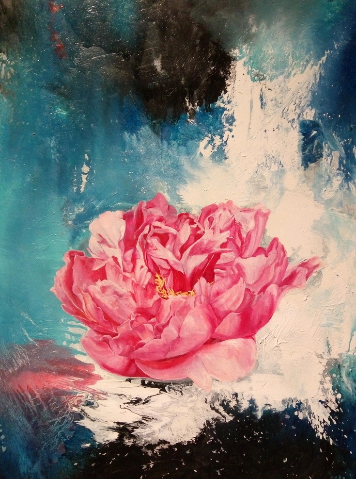 富贵牡丹 牡丹 油画 富贵 红色 大家制作 写画 文化艺术 绘画书法