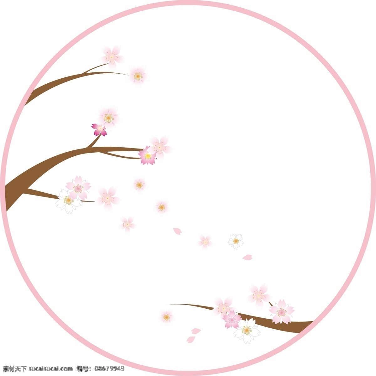 樱花边框 樱花花环 樱花 花环 边框 春天 春日 花 粉色 可爱的 矢量 季节 女性 美丽的 圆形