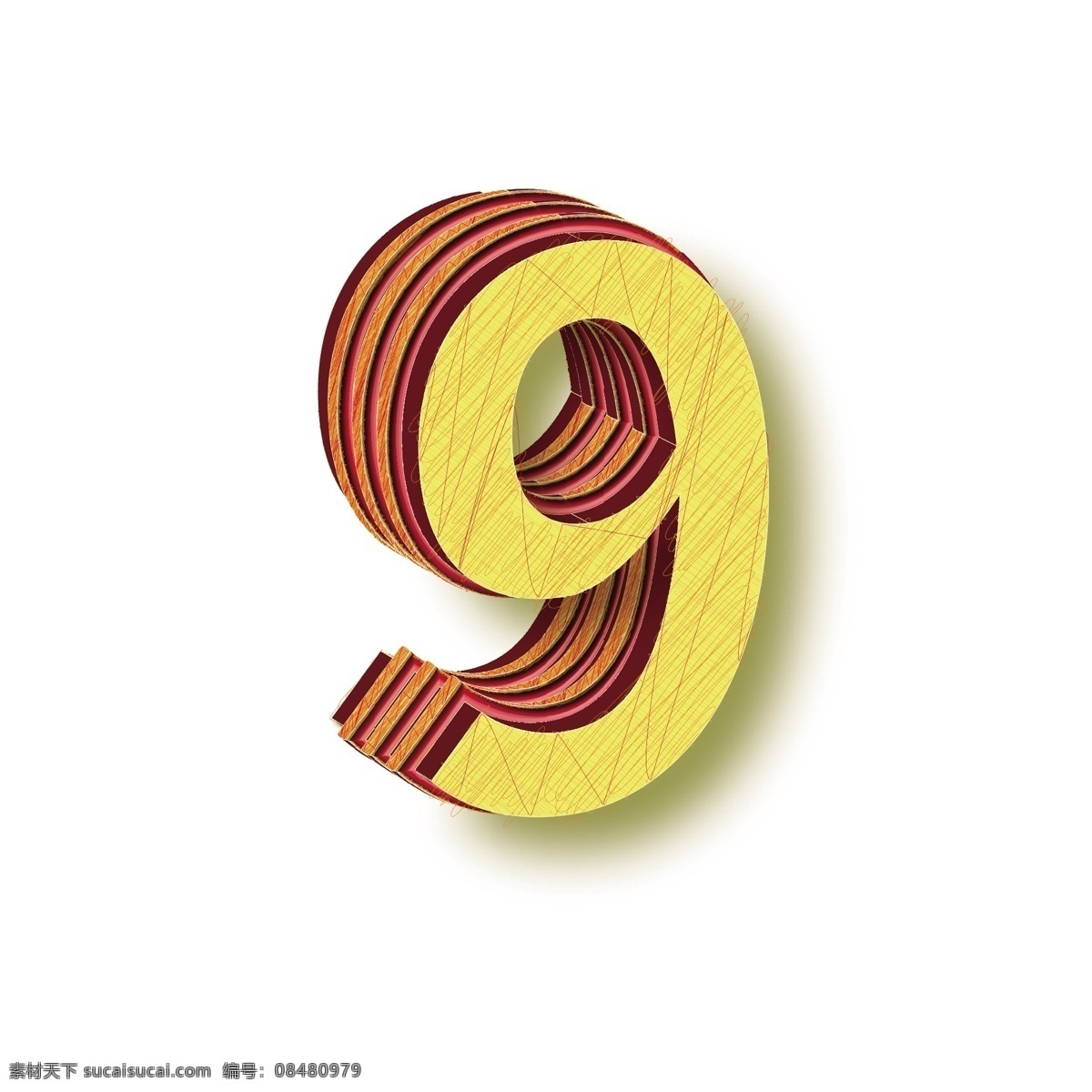 矢量 3d 立体 数字 元素 黄色 红色 数字9 矢量数字9 数字艺术字 3d艺术字 3d数字 矢量元素 设计元素 元素设计 字体设计 艺术字 矢量数字