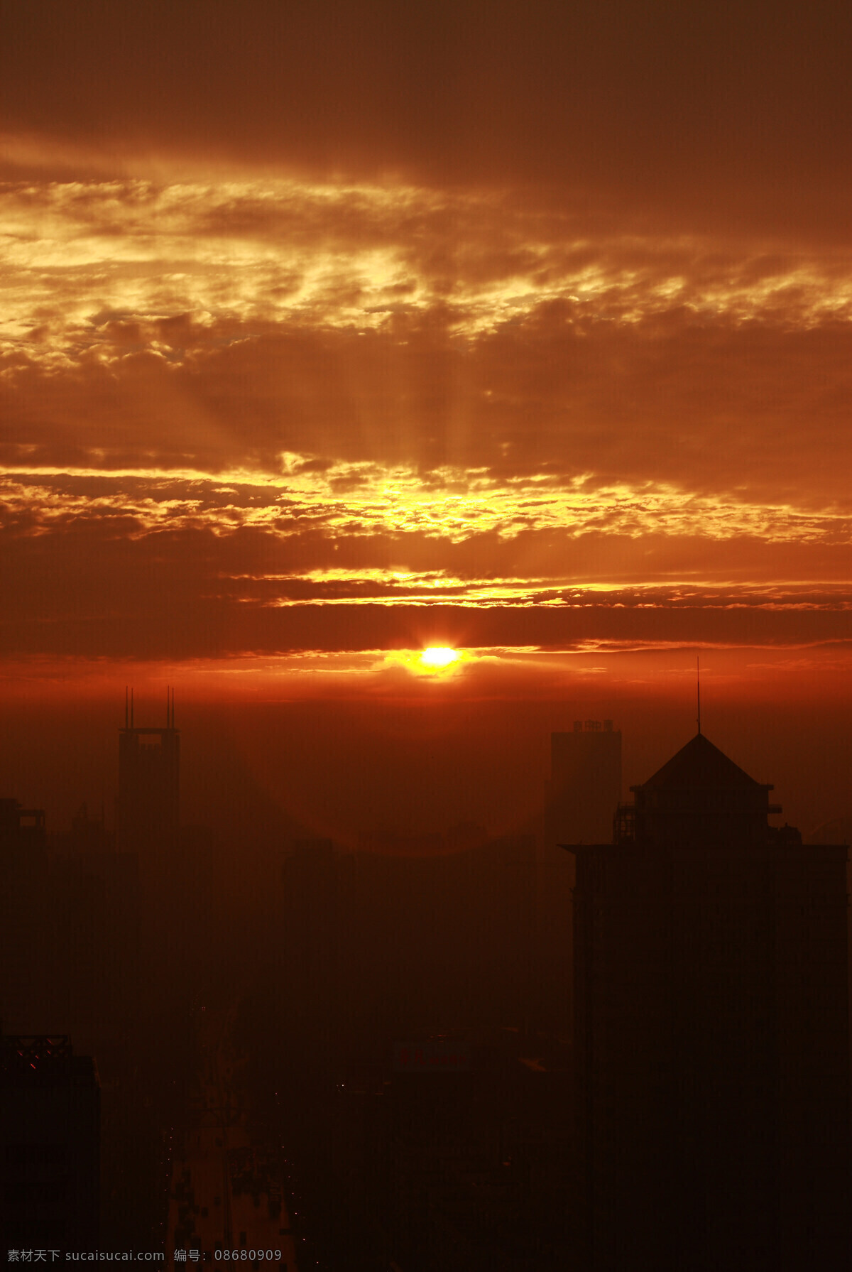 武汉的晚霞 晚霞 自然景观 建筑景观 摄影图库