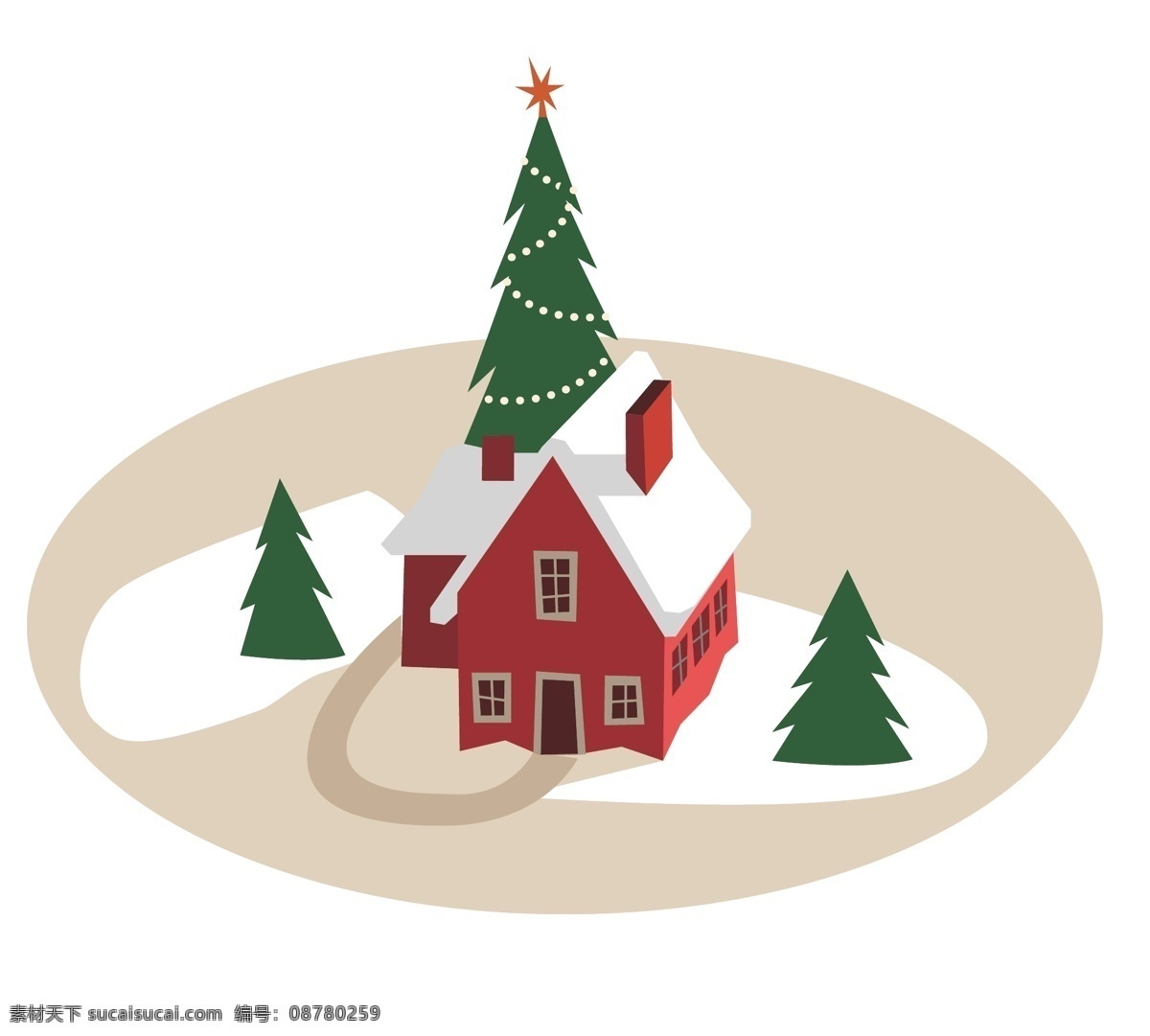 圣诞 元素 圣诞树 雪 房子 矢量 圣诞节 雪房子 红房子