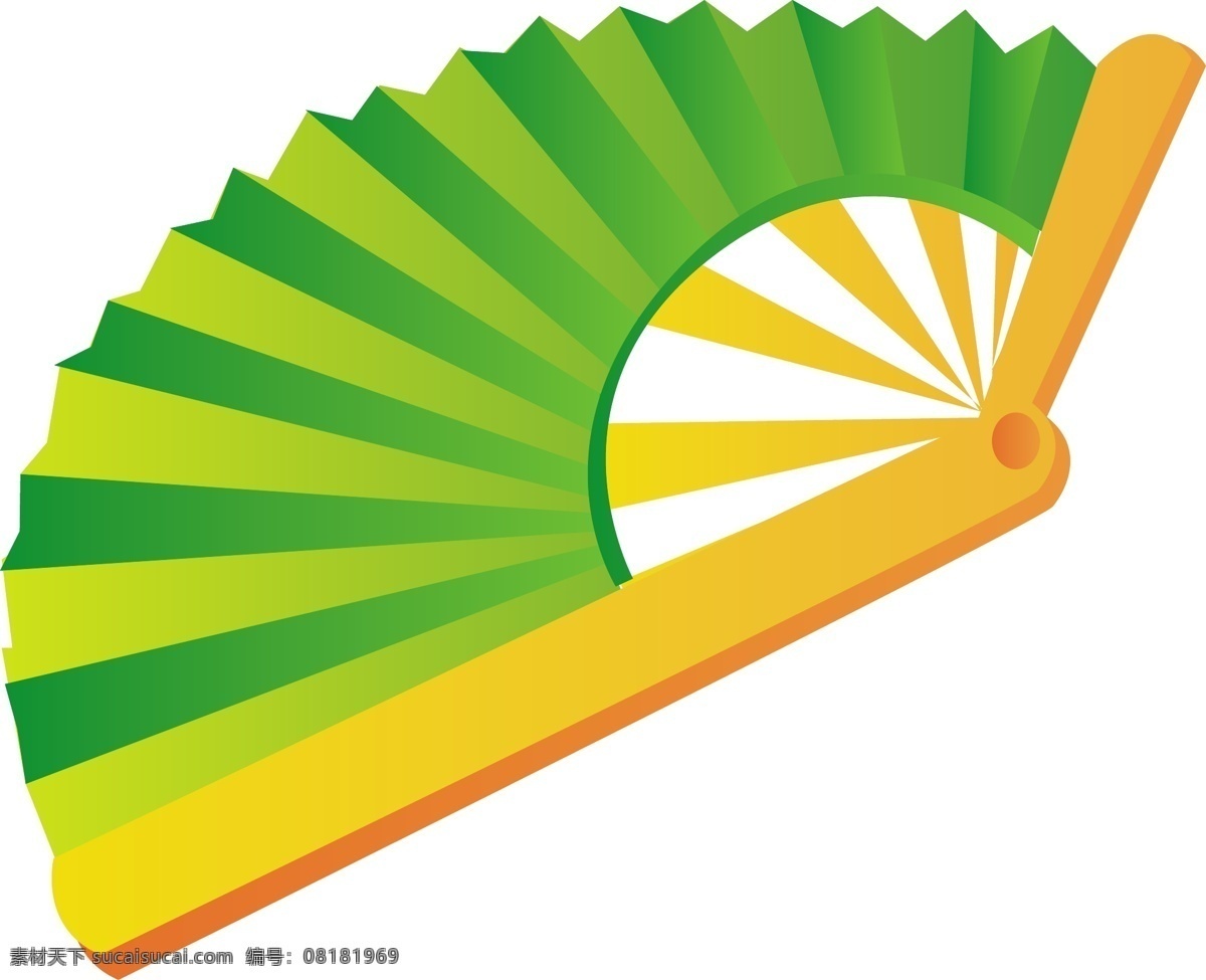 扇子免费下载 黄色 绿色 生活用品 矢量图 日常生活