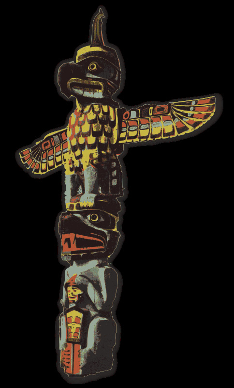 图腾柱 颜色 交叉 历史 美国 鸟 文化 形状 鹰 阿拉斯加 印度人 土著美国人 插画集
