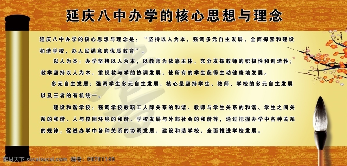 办学理念 学校简介 学校风采 学校展板 展板 展板模板 广告设计模板 源文件