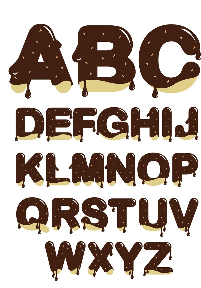 巧克力 英文 字母 英文字母 艺术字 立体字母 矢量素材