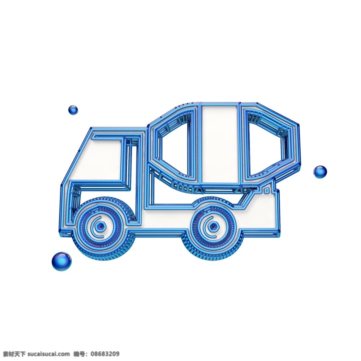 立体 水泥车 图标 蓝色