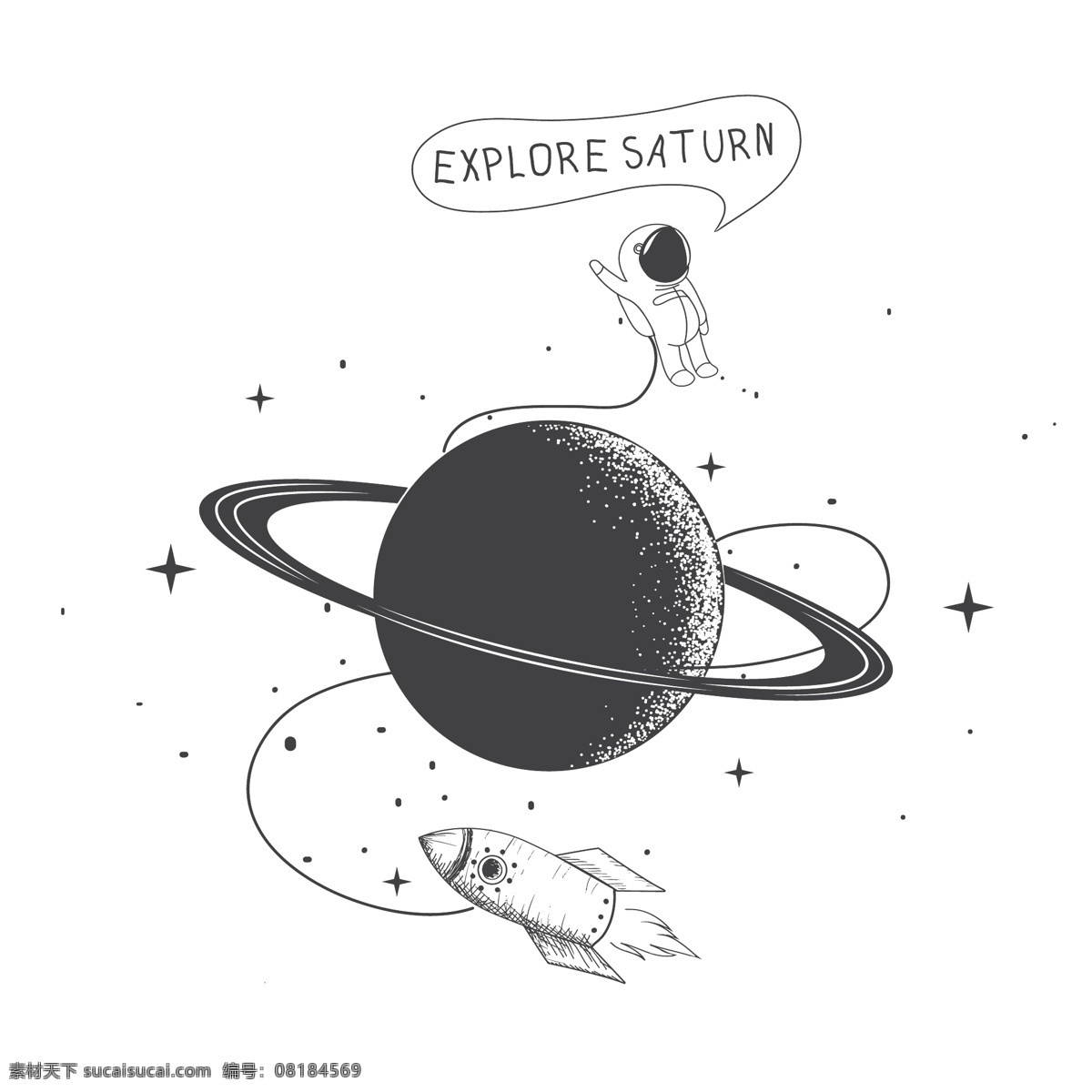 卡通航天插画 商务 月球 卡通 航天 宇航员 火箭