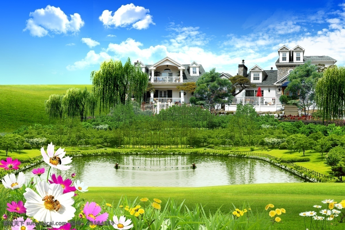 分层 白菊花 白云 背景 草地 草原 创文 春天 蓝天白云 蓝天白云风景 大树 蓝天 白云绿色 大自然 自然风景 静 宁静 山恋 山峰 山 菊花 小树 树木 森林 田野 小草 风景 绿草地 蓝色 底图 蓝色背景 展板 宣传栏 海报 美景 风景宜人 秀丽风景 景色 山水画 干净 清爽 绿色环保 创 文明 城市 种植园 生态基地 空旷 源文件 环保公益海报