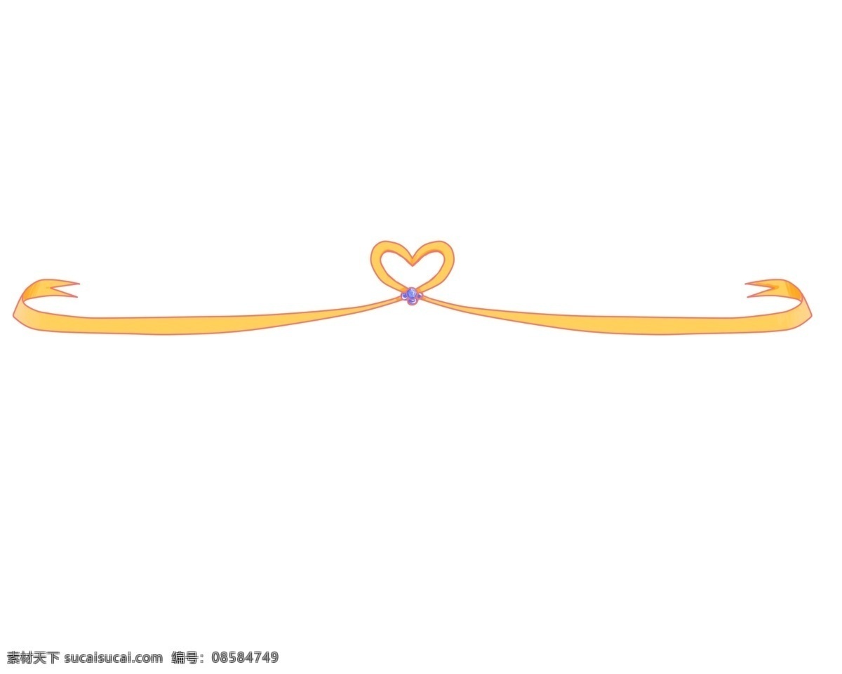 黄色 爱心 分割线 插画 黄色的分割线 爱心分割线 手绘分割线 丝带分割线 分割线装饰 分割线插画