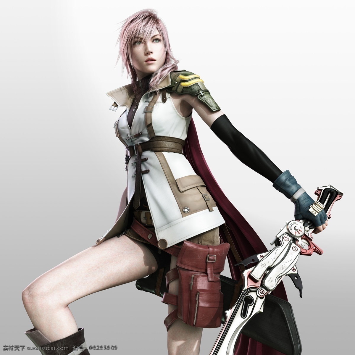 最终幻想 角色设定原图 lightning 最终幻想13 角色设定图 高清原图 雷霆 女主角 白色战斗服 粉色头发 长靴 美腿 性感 动漫人物 动漫动画