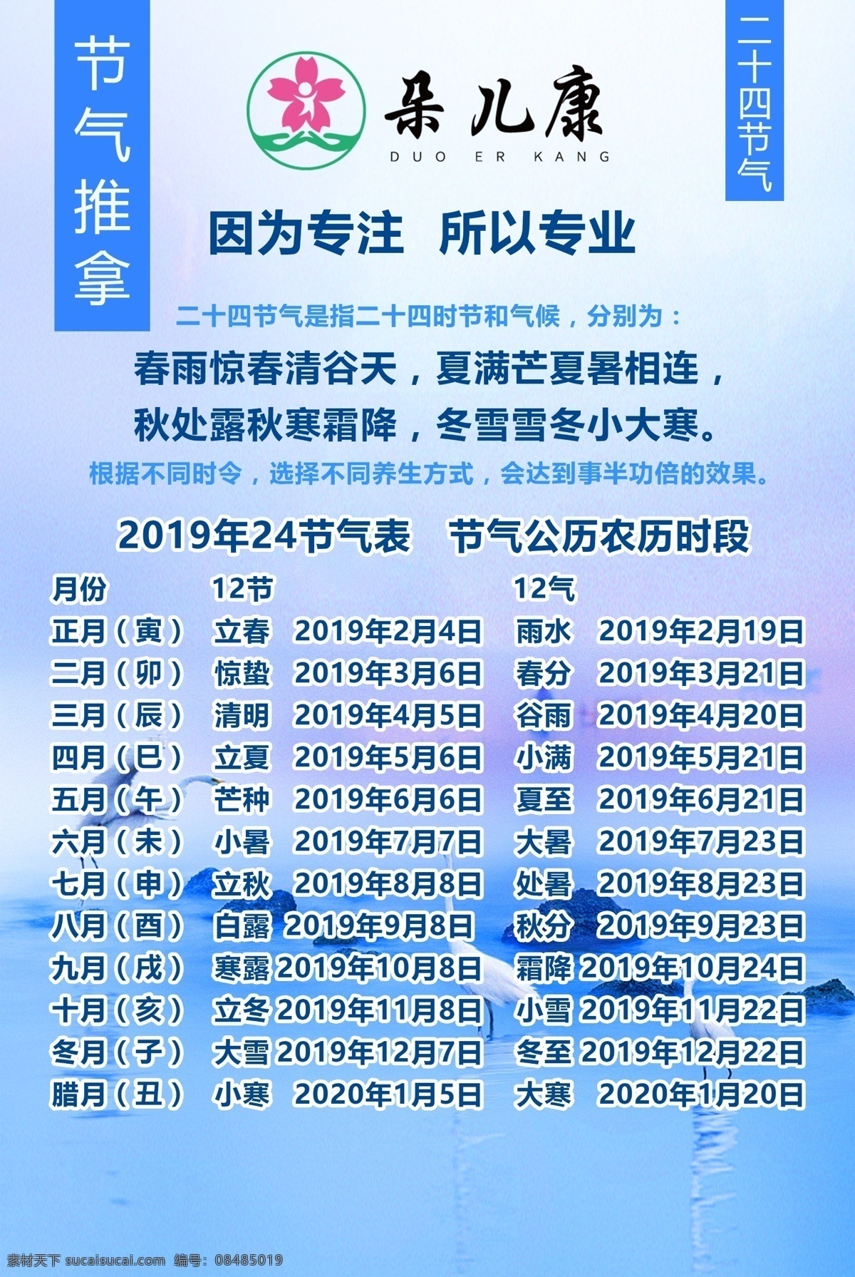 二十四节气 小儿节气推拿 朵儿康 兰色背景 展架 门型展架 x展架 易拉宝 海报